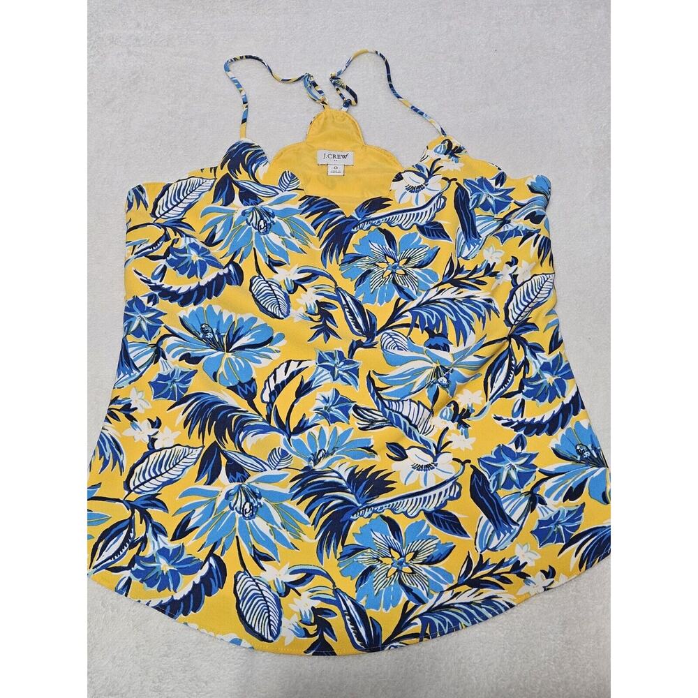 J Crew Blouse Women's 0 Floral Tropical Scalloped Cami Top Sleeveless